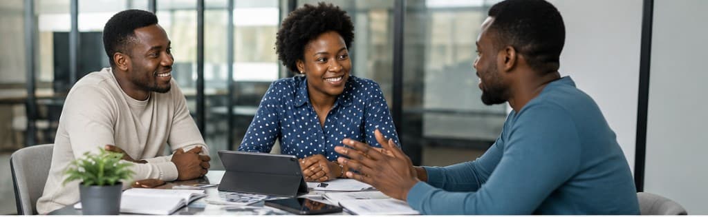 Team collaborating in a modern office