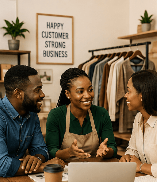 Team meeting in a retail workspace